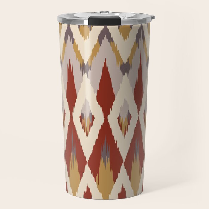 Boho Geometric, Ikat Pattern, Red, Blue, Yellow Travel Mug Gallery Image 1