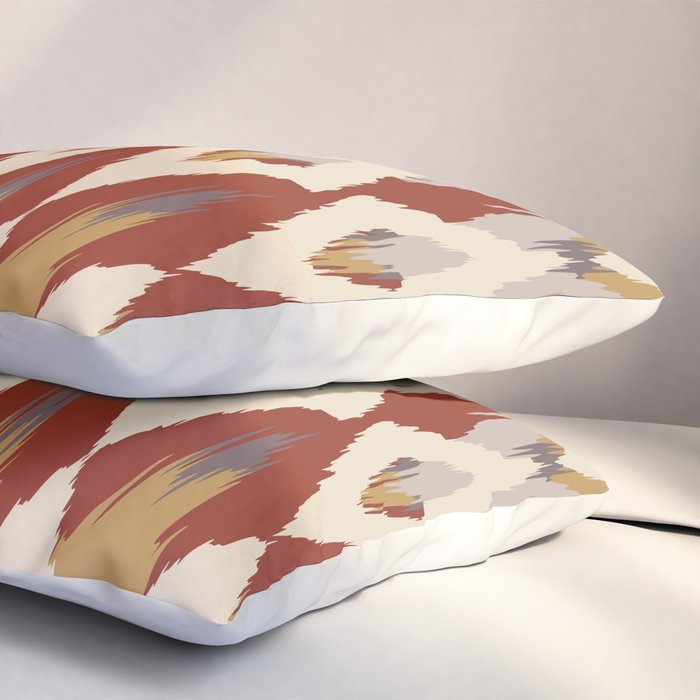 Boho Geometric, Ikat Pattern, Red, Blue, Yellow Pillow Sham Gallery Image 3