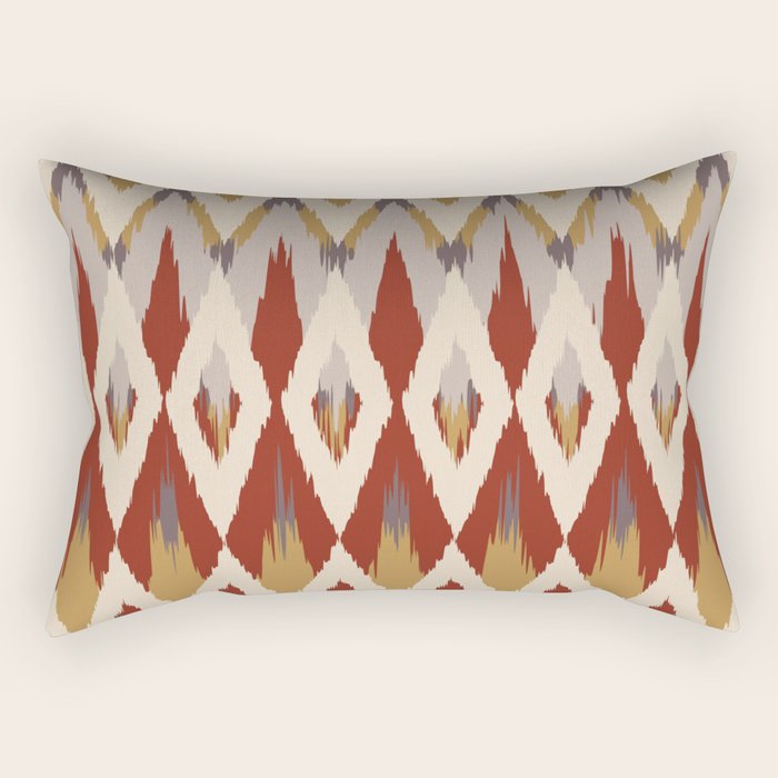 Boho Geometric, Ikat Pattern, Red, Blue, Yellow Rectangular Pillow Gallery Image 2