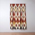 Boho Geometric, Ikat Pattern, Red, Blue, Yellow Window Curtain Gallery Image 3