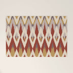 Boho Geometric, Ikat Pattern, Red, Blue, Yellow Welcome Mat Gallery Image 1