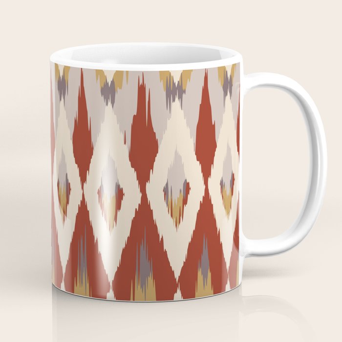 Boho Geometric, Ikat Pattern, Red, Blue, Yellow Coffee Mug Gallery Image 1