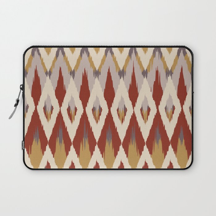 Boho Geometric, Ikat Pattern, Red, Blue, Yellow Laptop Sleeve Gallery Image 1