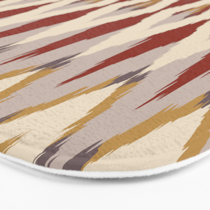 Boho Geometric, Ikat Pattern, Red, Blue, Yellow Bath Mat Gallery Image 3