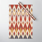 Boho Geometric, Ikat Pattern, Red, Blue, Yellow Wrapping Paper Gallery Image 1