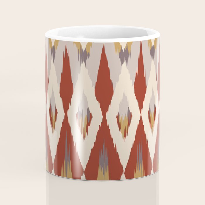 Boho Geometric, Ikat Pattern, Red, Blue, Yellow Coffee Mug Gallery Image 4