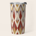 Boho Geometric, Ikat Pattern, Red, Blue, Yellow Travel Mug Gallery Image 2