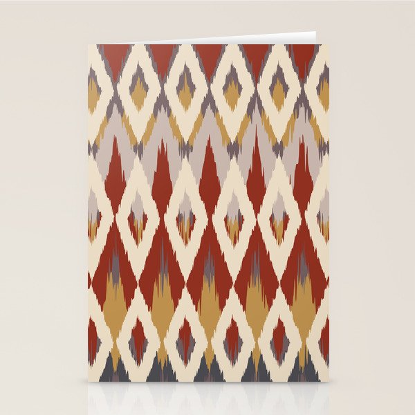 Boho Geometric, Ikat Pattern, Red, Blue, Yellow Stationery Card Gallery Image 1