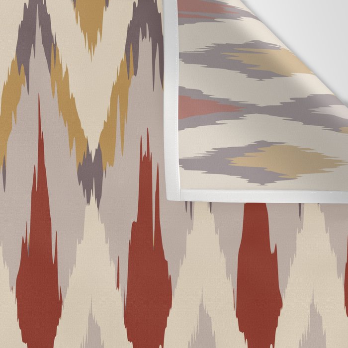 Boho Geometric, Ikat Pattern, Red, Blue, Yellow Wall Tapestry Gallery Image 3