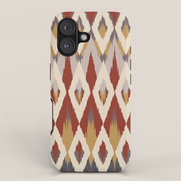 Boho Geometric, Ikat Pattern, Red, Blue, Yellow iPhone Case Gallery Image 1