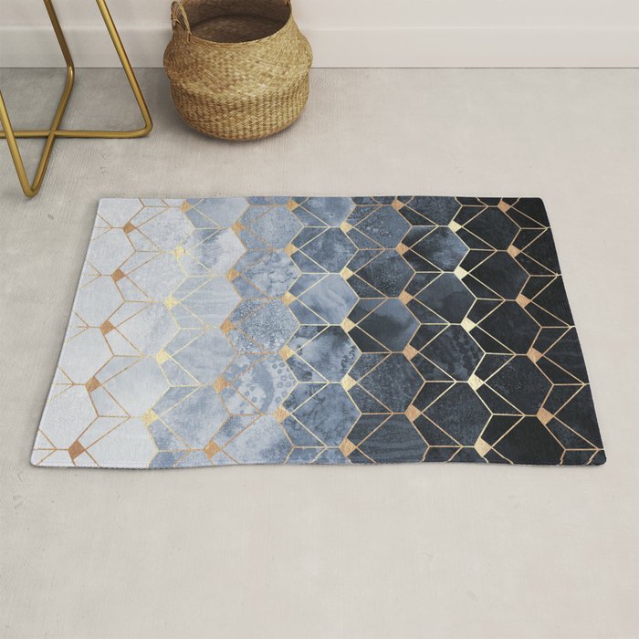 Blue Hexagons And Diamonds Rug Gallery Image 1