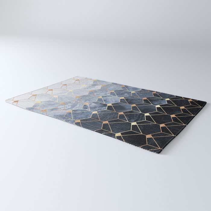 Blue Hexagons And Diamonds Rug Gallery Image 3