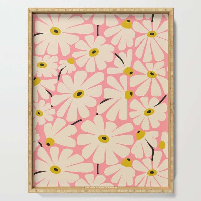 Daisy fresh 2 - pink Serving Tray Gallery Image 1