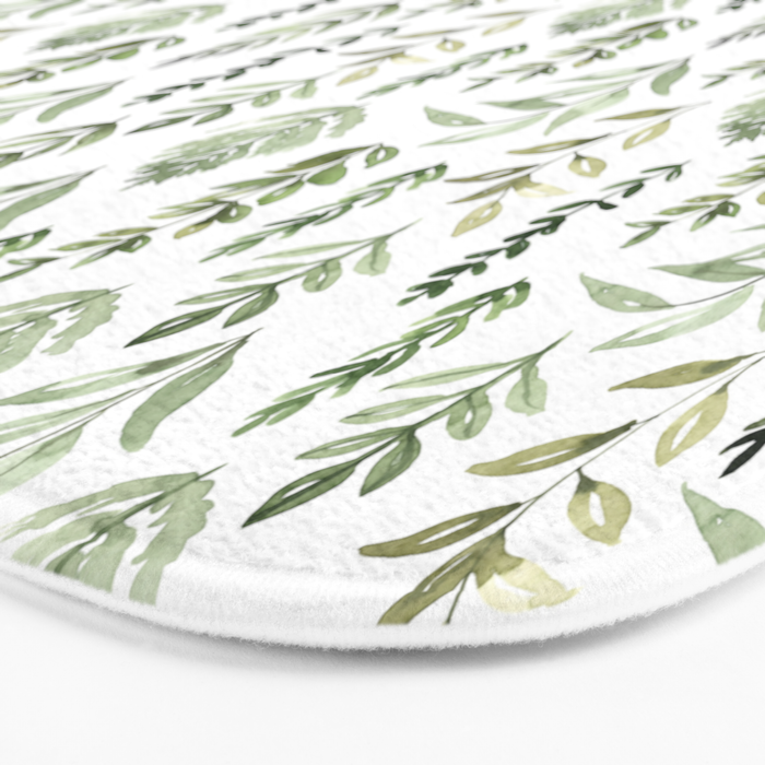 Watercolor leaves Bath Mat Gallery Image 3