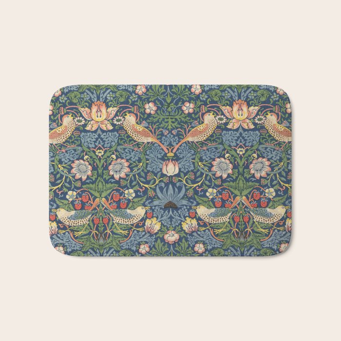 Strawberry Thief - Vintage William Morris Bird Pattern Bath Mat Gallery Image 1