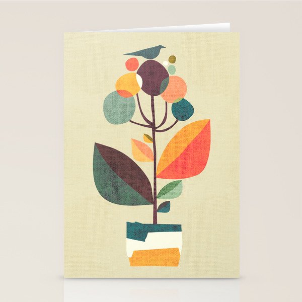 Potted plant with a bird Stationery Card Gallery Image 2