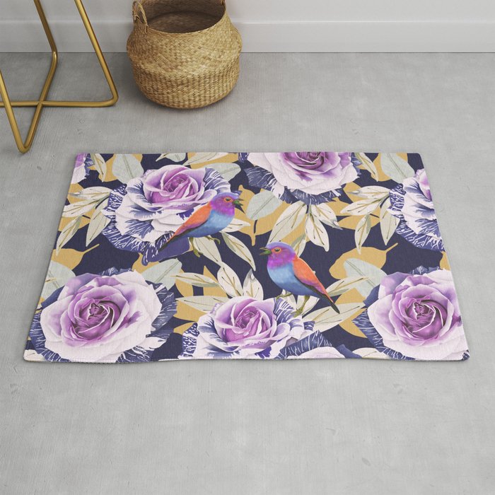 Bird in the rose bush D Rug Gallery Image 1