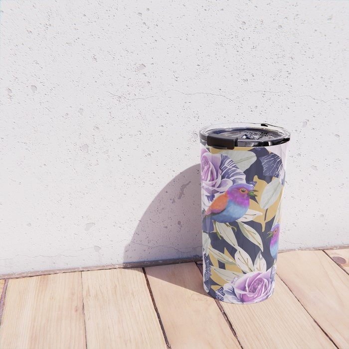 Bird in the rose bush D Travel Mug Gallery Image 4