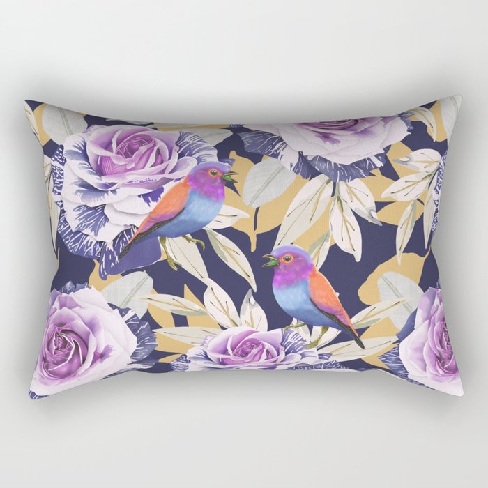 Bird in the rose bush D Rectangular Pillow Gallery Image 1