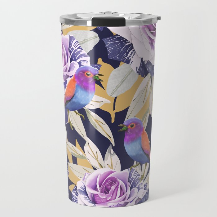 Bird in the rose bush D Travel Mug Gallery Image 1