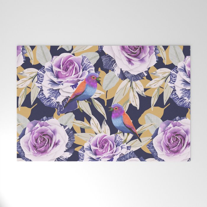 Bird in the rose bush D Welcome Mat Gallery Image 1