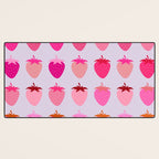 Les Fraises | 03 - Abstract Retro Fruit, Pink And Purple Print Preppy Strawberries Desk Mat Gallery Image 3