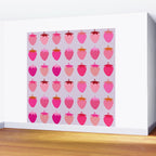 Les Fraises | 03 - Abstract Retro Fruit, Pink And Purple Print Preppy Strawberries Wall Mural Gallery Image 2