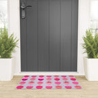 Les Fraises | 03 - Abstract Retro Fruit, Pink And Purple Print Preppy Strawberries Welcome Mat Gallery Image 3