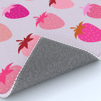 Les Fraises | 03 - Abstract Retro Fruit, Pink And Purple Print Preppy Strawberries Rug Gallery Image 4