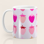 Les Fraises | 03 - Abstract Retro Fruit, Pink And Purple Print Preppy Strawberries Coffee Mug Gallery Image 3