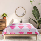 Les Fraises | 03 - Abstract Retro Fruit, Pink And Purple Print Preppy Strawberries Comforter Gallery Image 3