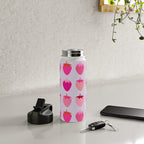 Les Fraises | 03 - Abstract Retro Fruit, Pink And Purple Print Preppy Strawberries Water Bottle Gallery Image 4