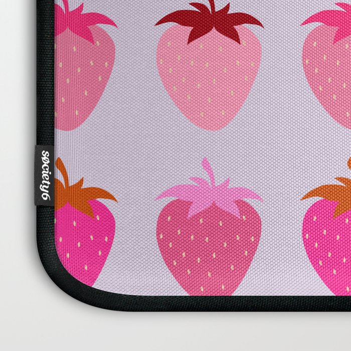 Les Fraises | 03 - Abstract Retro Fruit, Pink And Purple Print Preppy Strawberries Laptop Sleeve Gallery Image 3