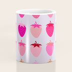 Les Fraises | 03 - Abstract Retro Fruit, Pink And Purple Print Preppy Strawberries Coffee Mug Gallery Image 4