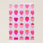 Les Fraises | 03 - Abstract Retro Fruit, Pink And Purple Print Preppy Strawberries Stationery Card Gallery Image 2