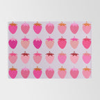 Les Fraises | 03 - Abstract Retro Fruit, Pink And Purple Print Preppy Strawberries Rug Gallery Image 2