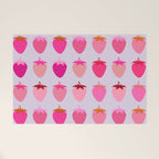 Les Fraises | 03 - Abstract Retro Fruit, Pink And Purple Print Preppy Strawberries Welcome Mat Gallery Image 1