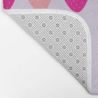 Les Fraises | 03 - Abstract Retro Fruit, Pink And Purple Print Preppy Strawberries Bath Mat Gallery Image 2