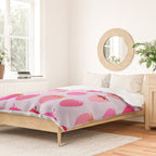 Les Fraises | 03 - Abstract Retro Fruit, Pink And Purple Print Preppy Strawberries Duvet Cover Gallery Image 2