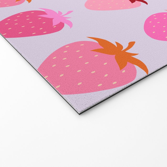 Les Fraises | 03 - Abstract Retro Fruit, Pink And Purple Print Preppy Strawberries Welcome Mat Gallery Image 2