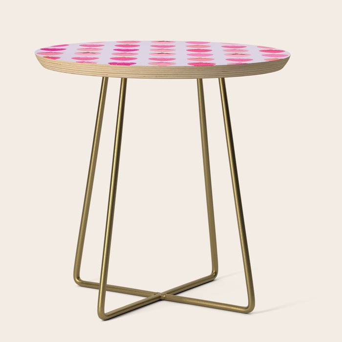 Les Fraises | 03 - Abstract Retro Fruit, Pink And Purple Print Preppy Strawberries Side Table Gallery Image 1