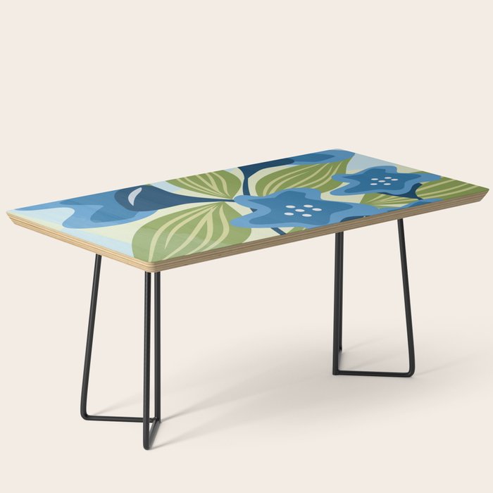 Blue Flowers and Green Leaves Coffee Table Gallery Image 1