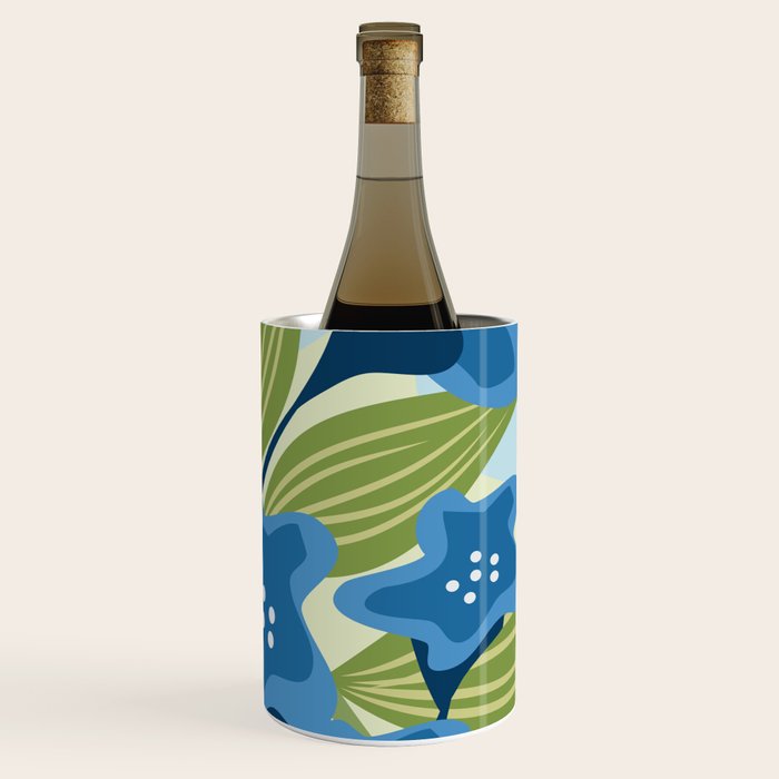 Blue Flowers and Green Leaves Wine Chiller Gallery Image 3