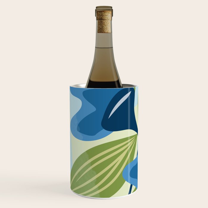 Blue Flowers and Green Leaves Wine Chiller Gallery Image 2