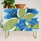 Blue Flowers and Green Leaves Credenza Gallery Image 1