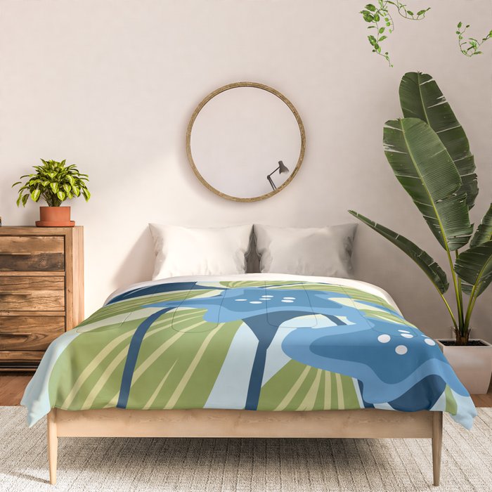 Blue Flowers and Green Leaves Comforter Gallery Image 3