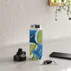 Blue Flowers and Green Leaves Water Bottle Gallery Image 4