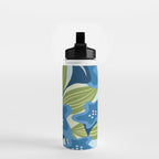 Blue Flowers and Green Leaves Water Bottle Gallery Image 2