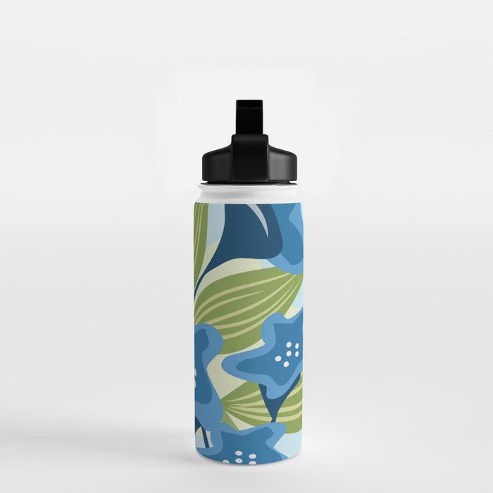 Blue Flowers and Green Leaves Water Bottle Gallery Image 2