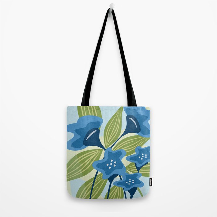 Blue Flowers and Green Leaves Tote Bag Gallery Image 2